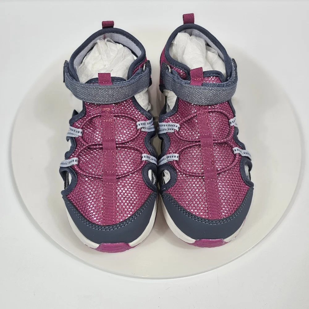 Munchkin by Stride Rite Coast Sandals Girls Sz 12M Pink Gray Adjustable Comfort - Picture 5 of 14